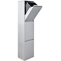 Arregui Basic CR302-B Cubo de Basura y Reciclaje de 3 Compartimentos- Gris Claro- 133-5 x 30-5 x 24-5 cm